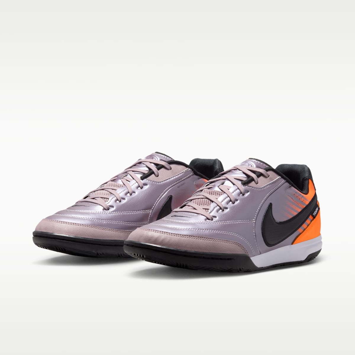 Nike Tiempo Streetgato PRM Heritage Indoor/Court Low-Top Soccer Shoes - Bleached Lilac/Total Orange/Black - Image 5
