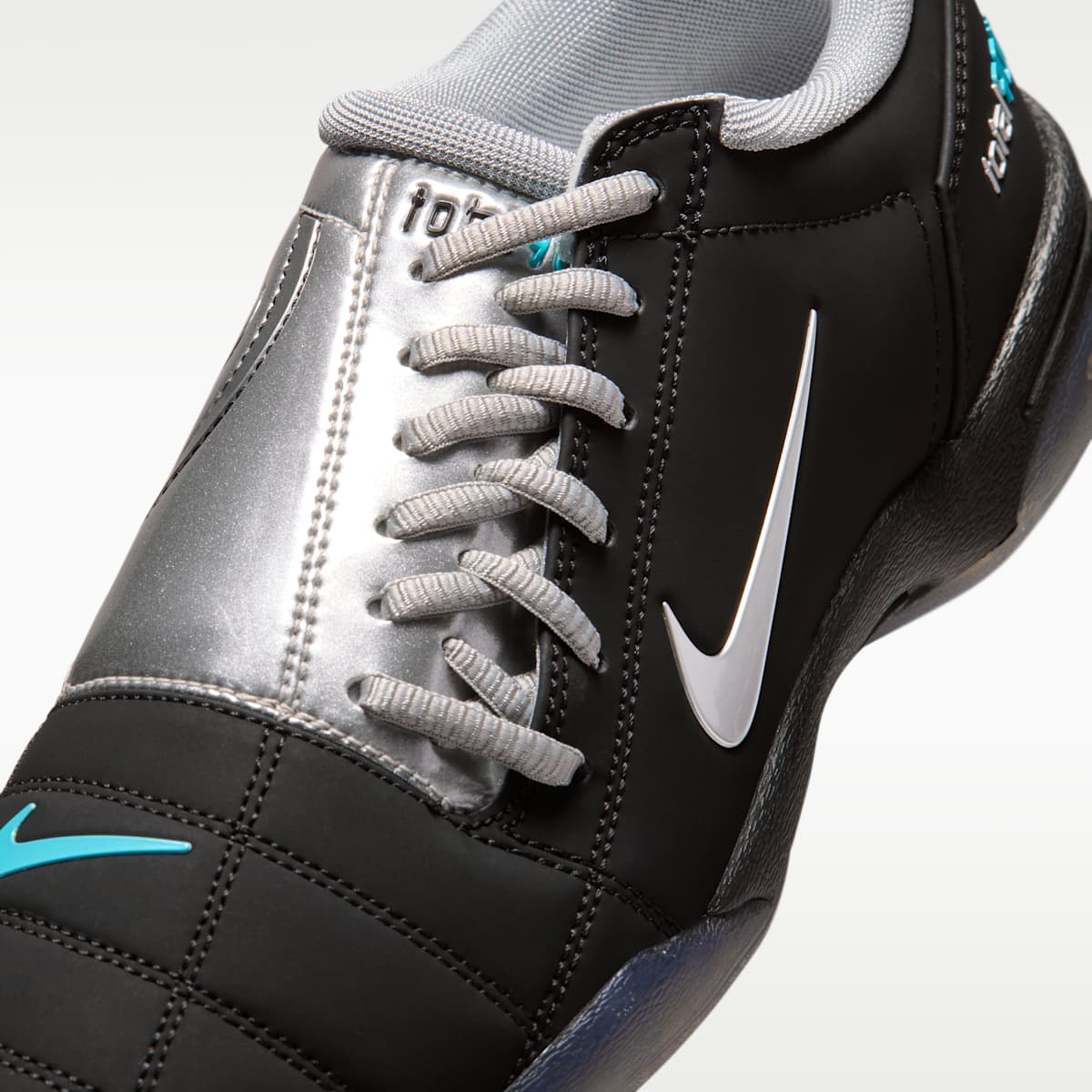 Nike Total 90 Soccer Shoes - Black/Gamma Blue/Metallic Silver - Image 7