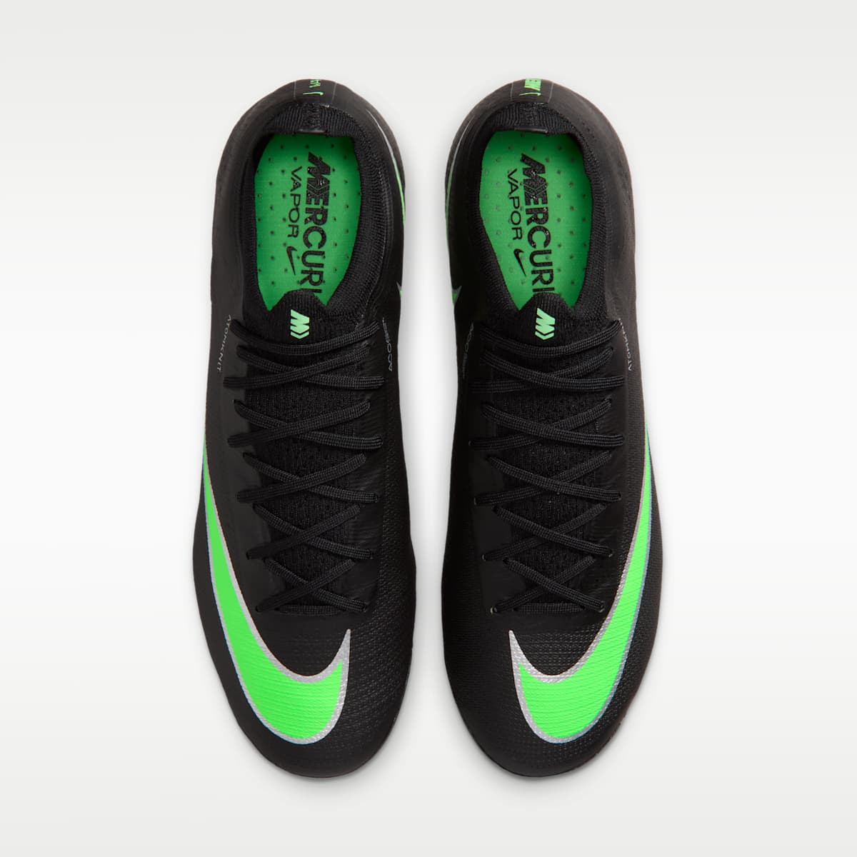 Nike Mercurial Vapor 17 Elite Firm-Ground Low-Top Soccer Cleats - Black/Black/Illusion Green - Image 4