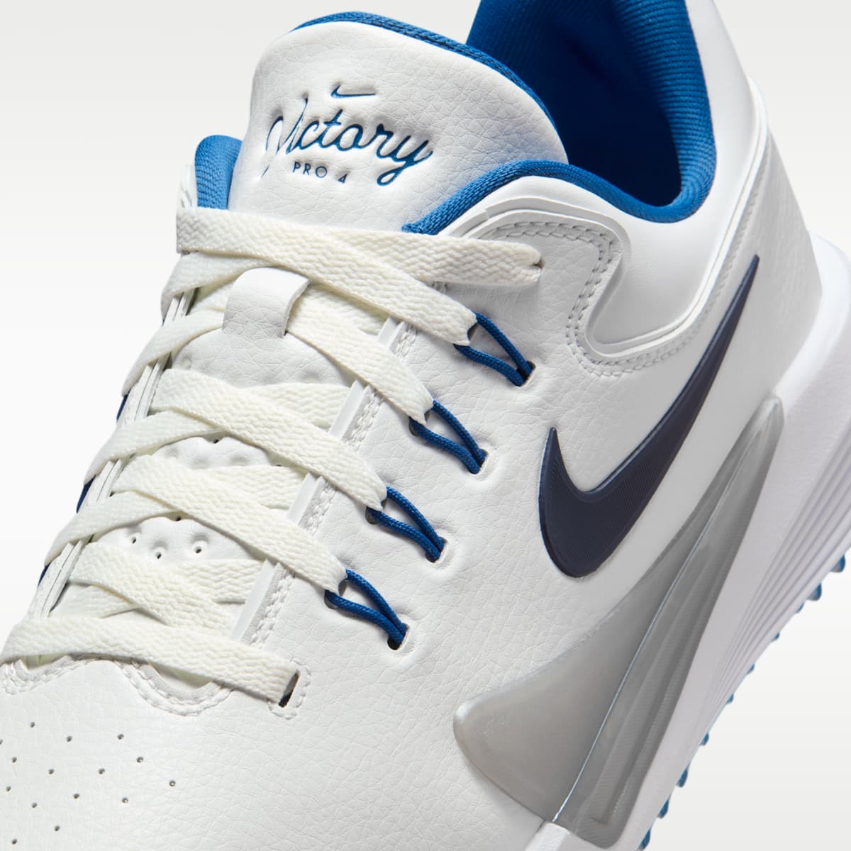 Nike Victory Pro 4 Golf Shoes - Summit White/Court Blue/Metallic Silver/Obsidian - Image 8