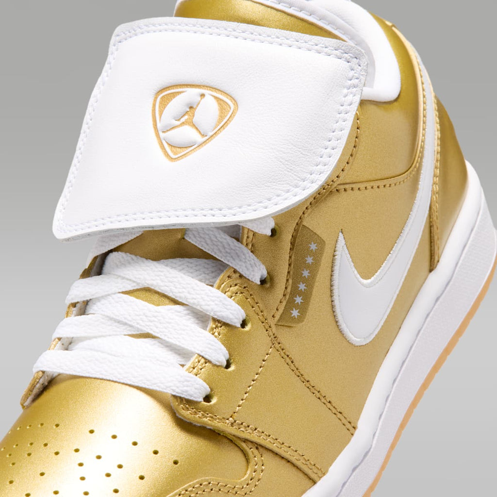 Air Jordan 1 Low Women's Shoes - Gold/White/Gum Yellow/Gold