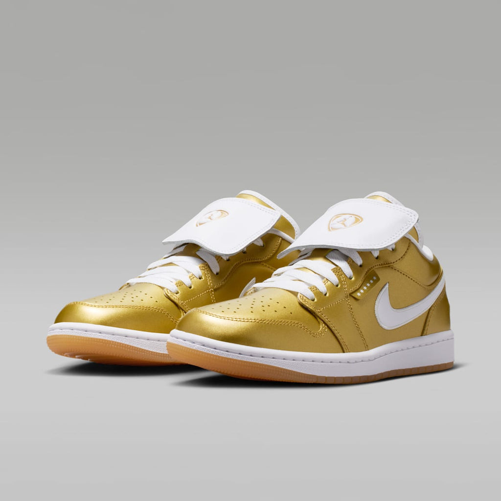 Air Jordan 1 Low Women's Shoes - Gold/White/Gum Yellow/Gold