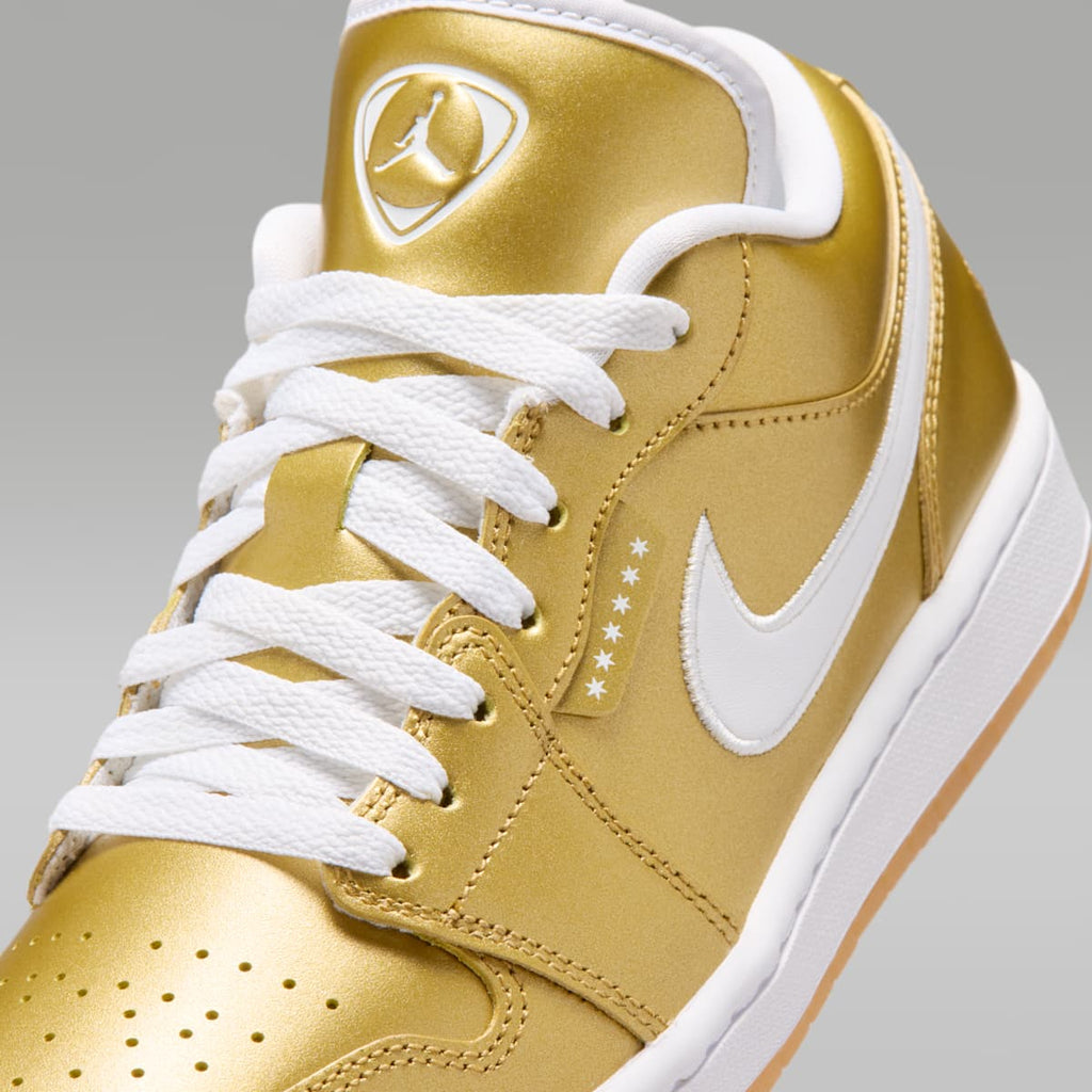 Air Jordan 1 Low Women's Shoes - Gold/White/Gum Yellow/Gold