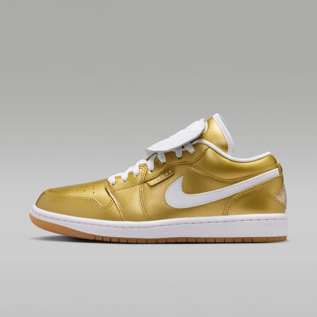 Air Jordan 1 Low Women's Shoes - Gold/White/Gum Yellow/Gold