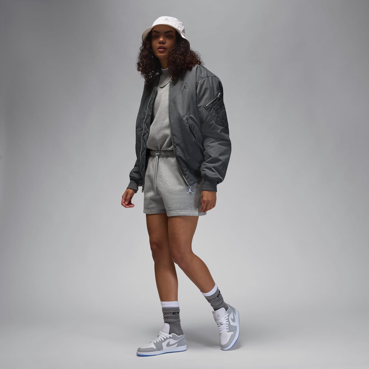Air Jordan 1 Low Women's Shoes - White/Aluminum/Wolf Grey