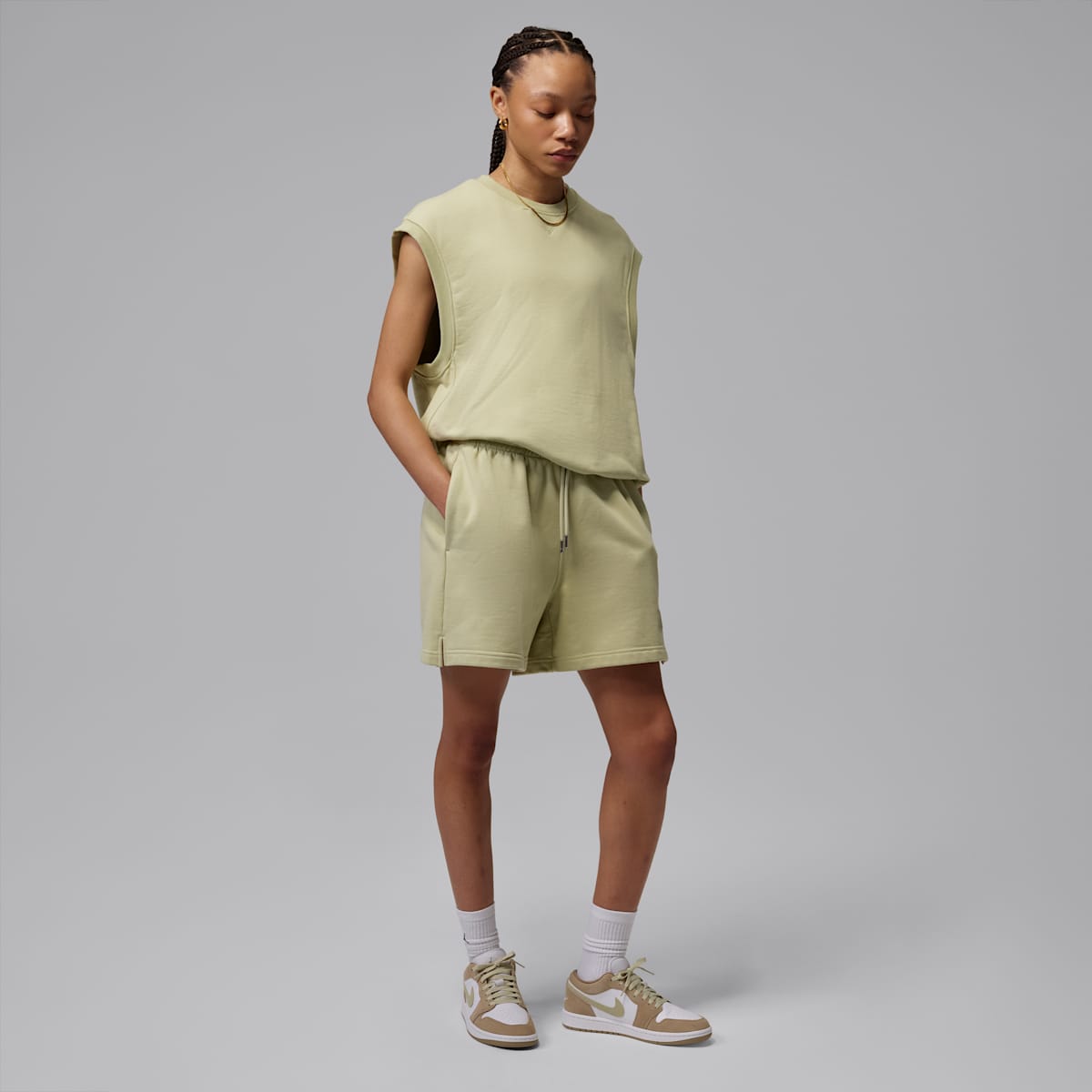 Air Jordan 1 Low Women's Shoes - Khaki/Olive Aura/Sail/White - Image 9