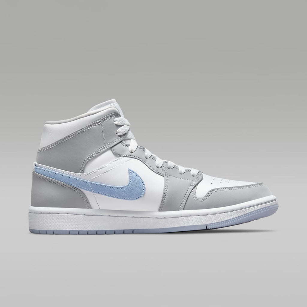 Air Jordan 1 Mid Women's Shoes - White/Wolf Grey/Aluminum
