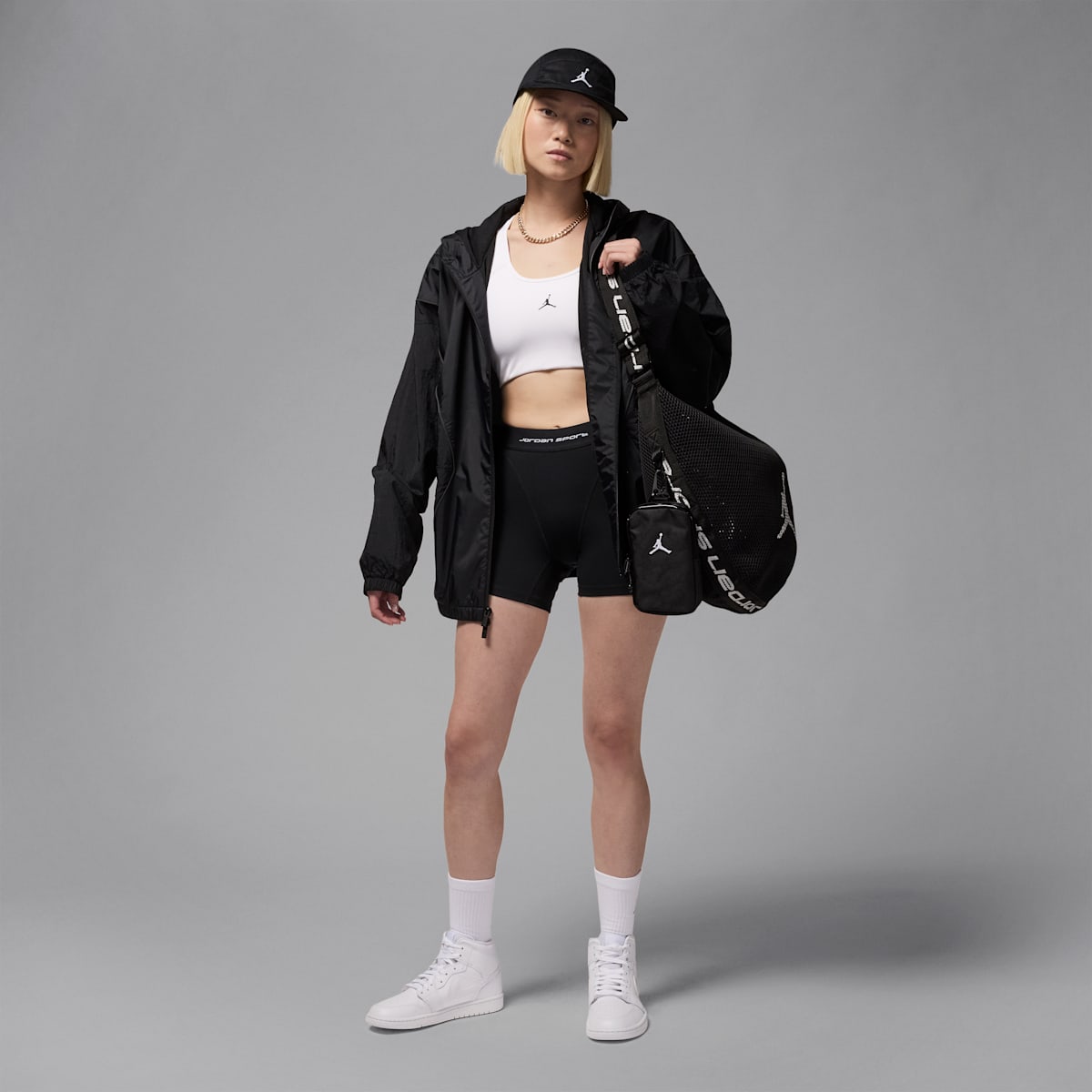 Air Jordan 1 Mid Women's Shoes - White/White/White - Image 9
