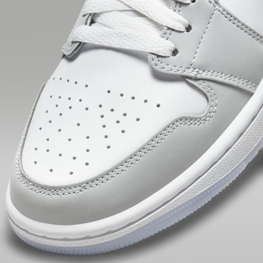 Air Jordan 1 Mid Women's Shoes - White/Wolf Grey/Aluminum