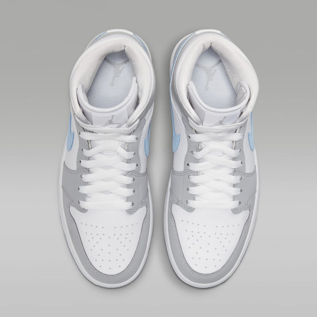 Air Jordan 1 Mid Women's Shoes - White/Wolf Grey/Aluminum