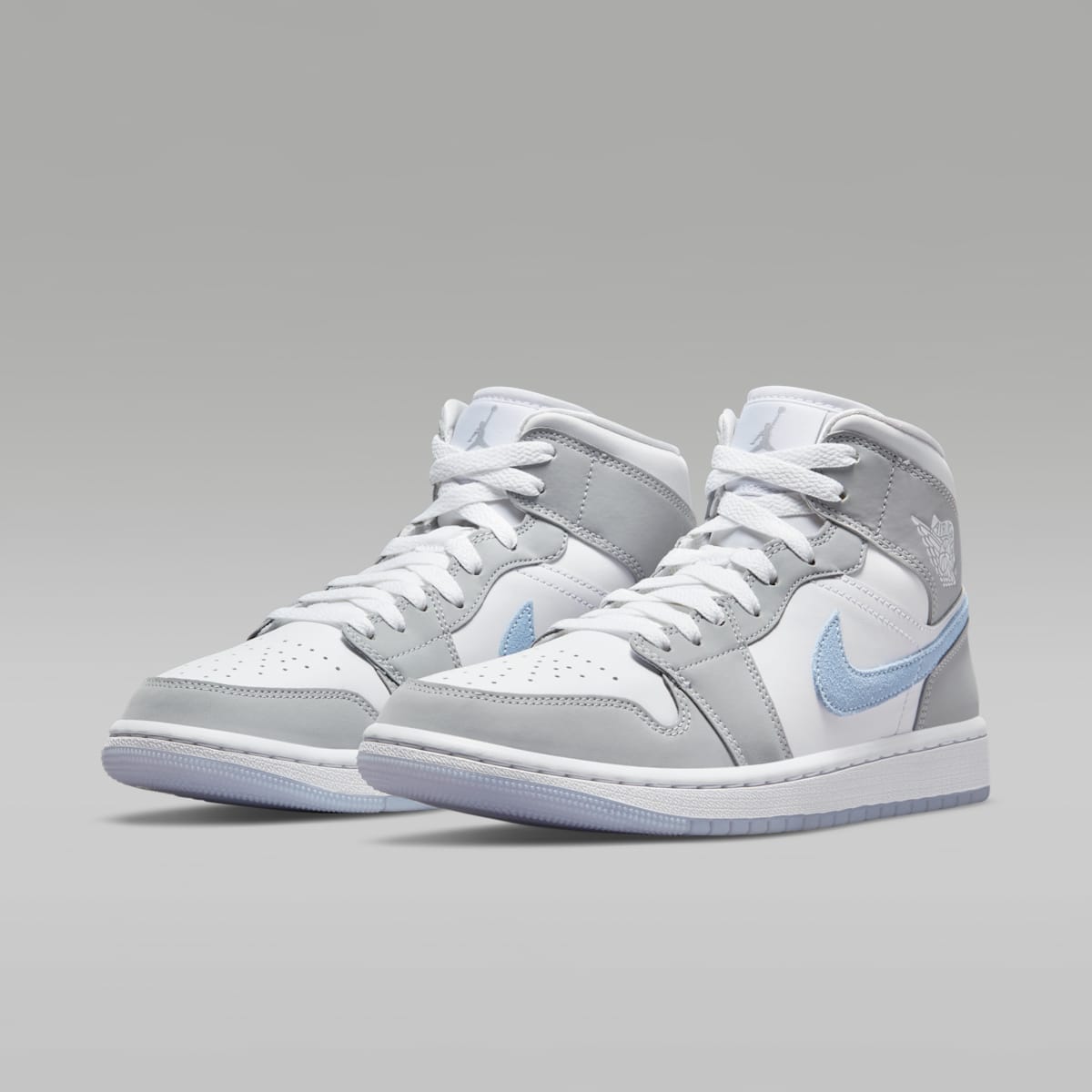 Air Jordan 1 Mid Women's Shoes - White/Wolf Grey/Aluminum