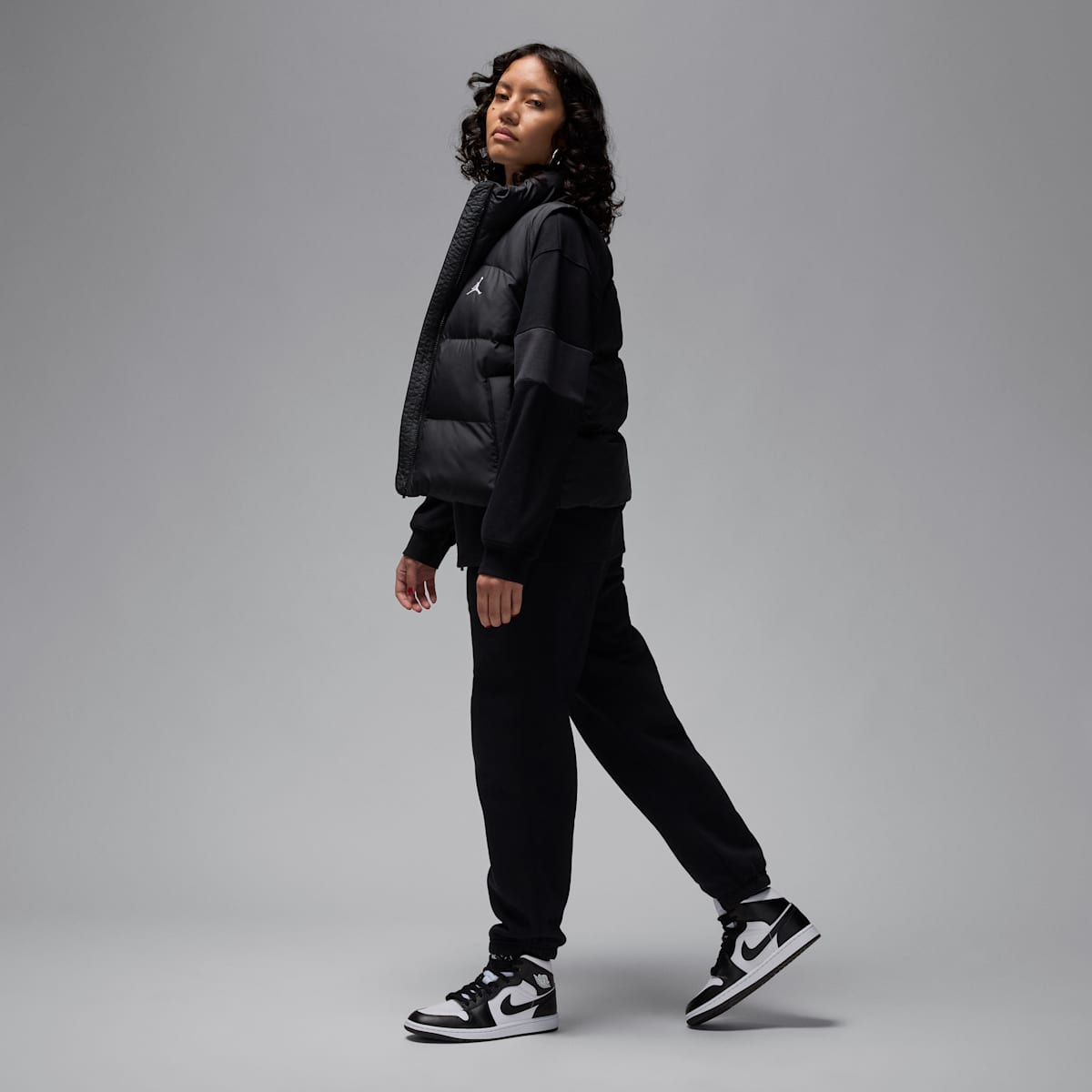 Air Jordan 1 Mid Women's Shoes - White/White/Black - Image 9