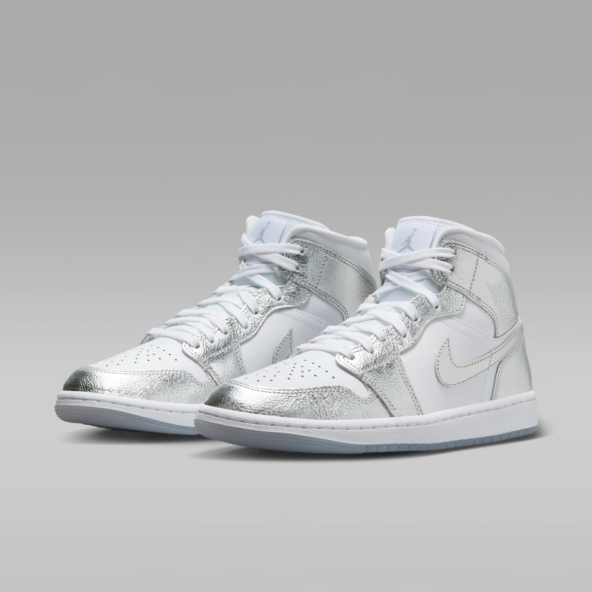 Air Jordan 1 Mid SE Women's Shoes - White/Wolf Grey/Metallic Silver - Image 5