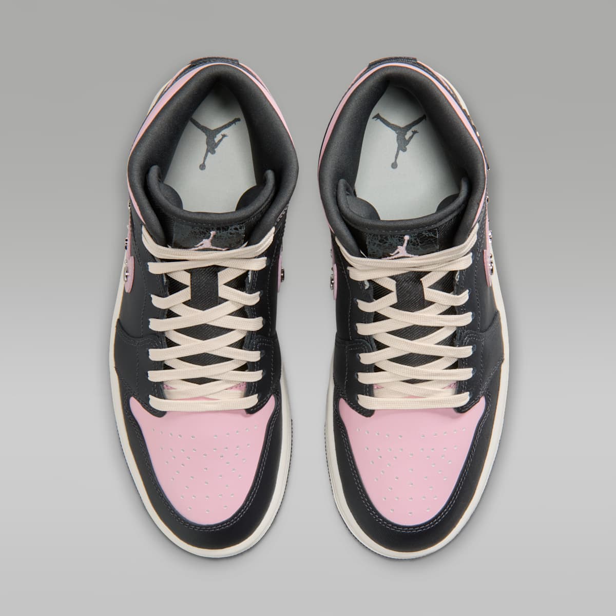 Air Jordan 1 Mid SE Women's Shoes - Anthracite/Iced Carmine/Coconut Milk/Metallic Silver - Image 4