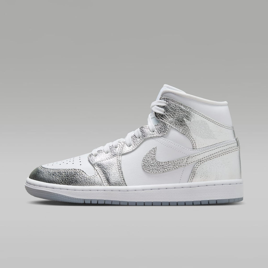 Air Jordan 1 Mid SE Women's Shoes - White/Wolf Grey/Metallic Silver - Image 1
