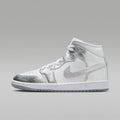 Air Jordan 1 Mid SE Women's Shoes - White/Wolf Grey/Metallic Silver - Image 1
