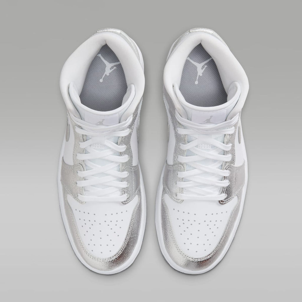 Air Jordan 1 Mid SE Women's Shoes - White/Wolf Grey/Metallic Silver - Image 4