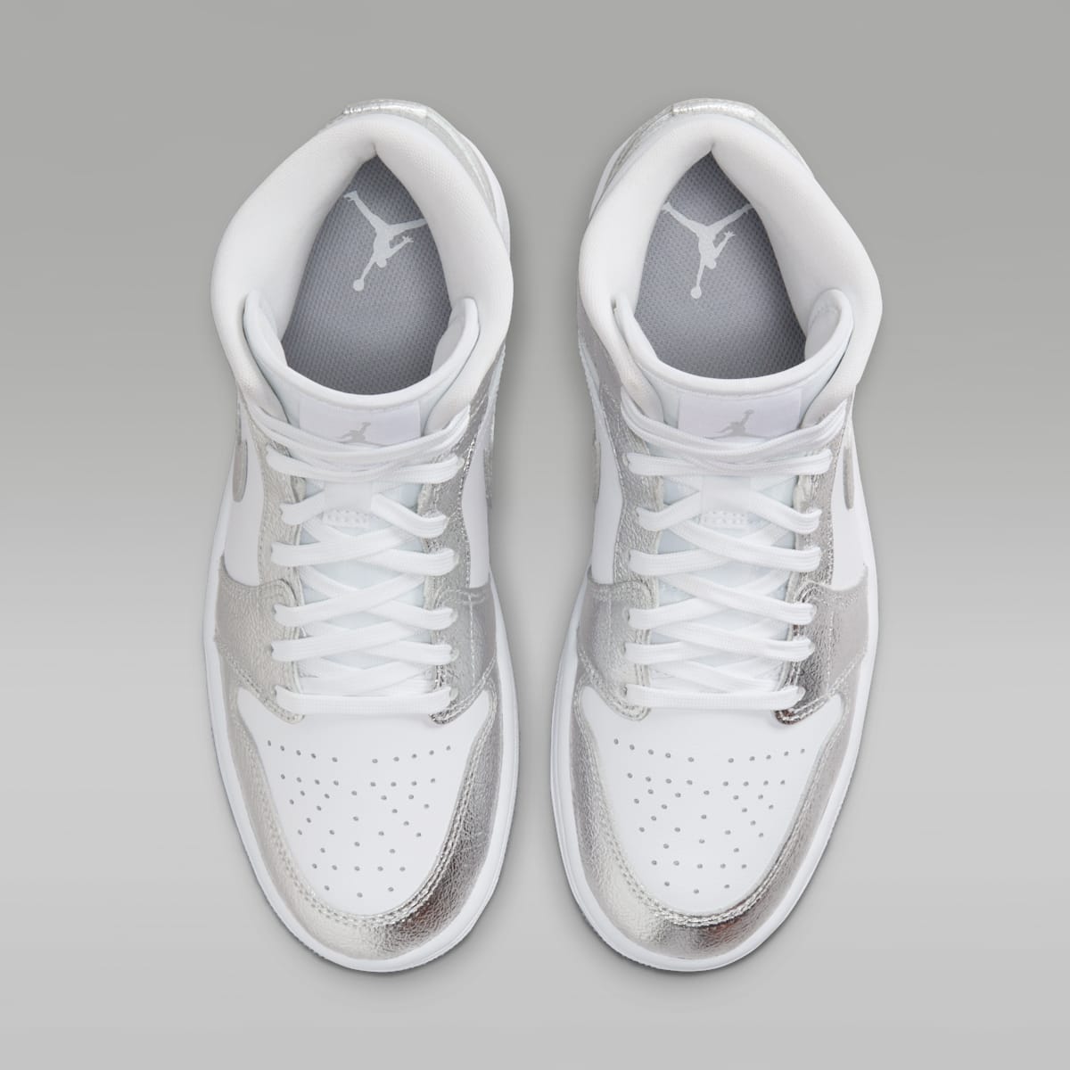 Air Jordan 1 Mid SE Women's Shoes - White/Wolf Grey/Metallic Silver - Image 4