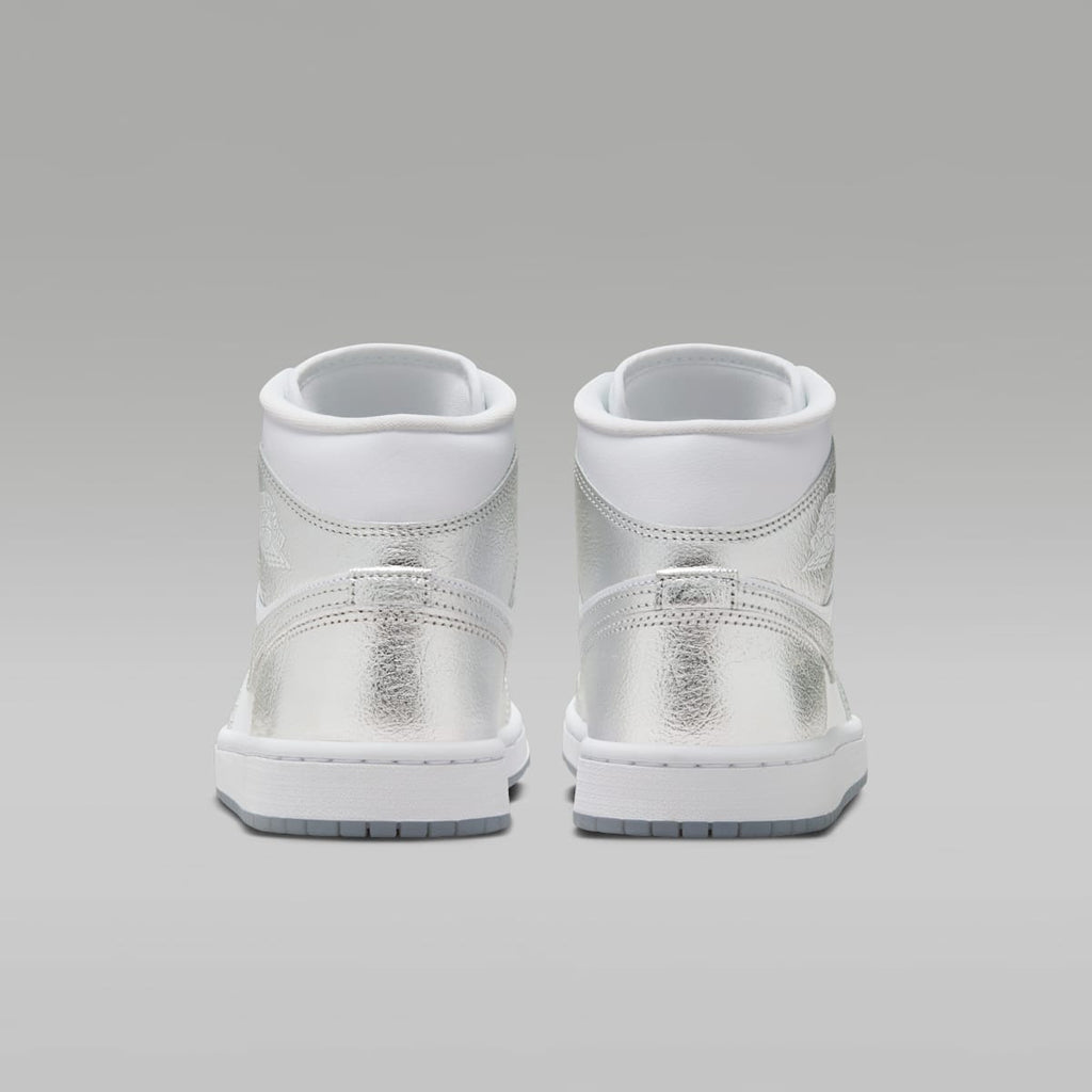 Air Jordan 1 Mid SE Women's Shoes - White/Wolf Grey/Metallic Silver - Image 6
