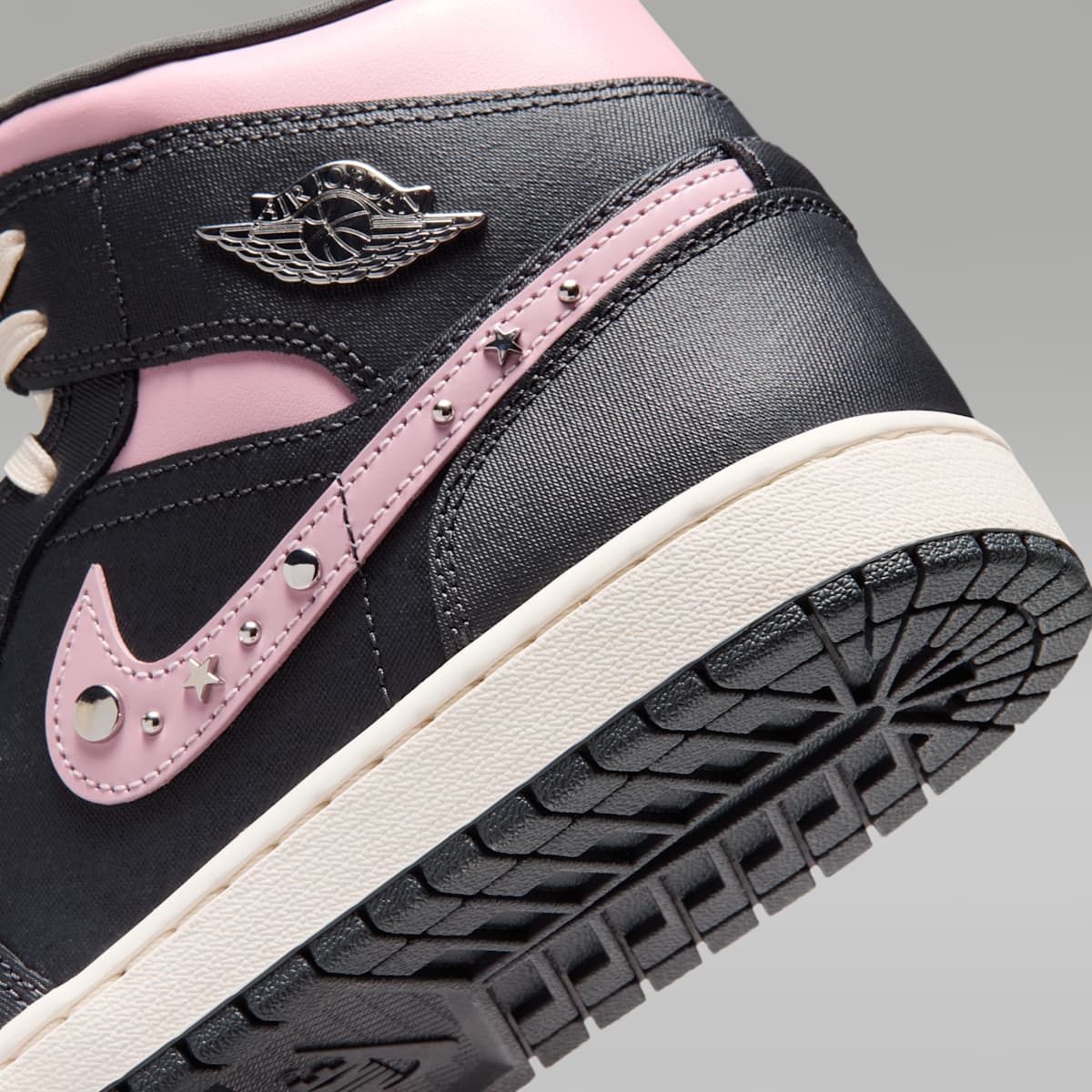 Air Jordan 1 Mid SE Women's Shoes - Anthracite/Iced Carmine/Coconut Milk/Metallic Silver - Image 8