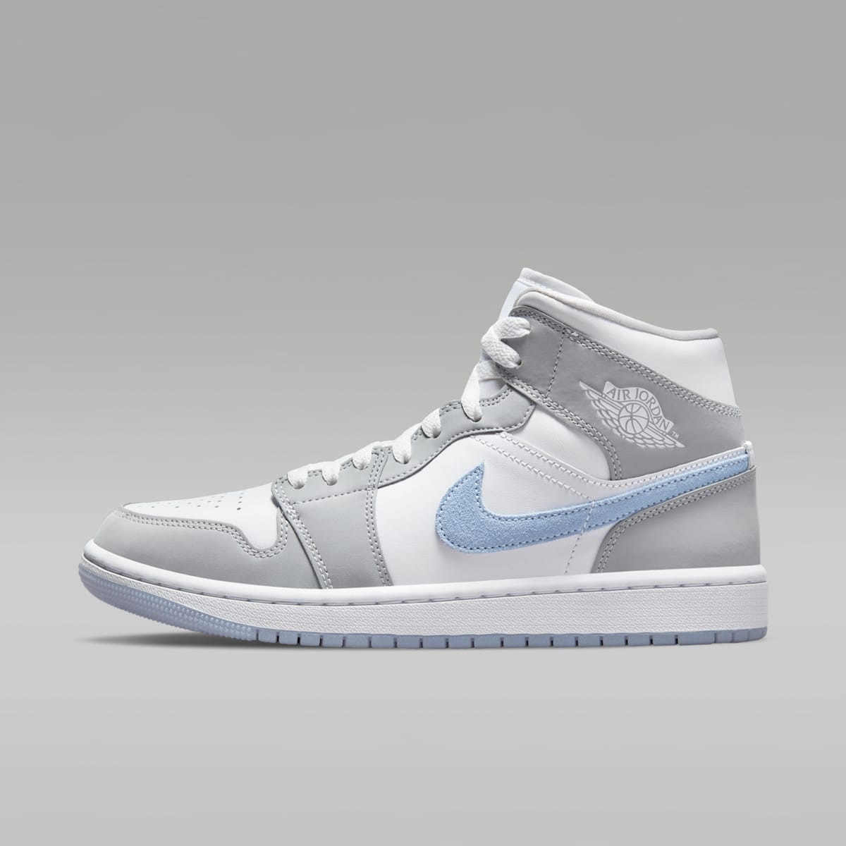 Air Jordan 1 Mid Women's Shoes - White/Wolf Grey/Aluminum