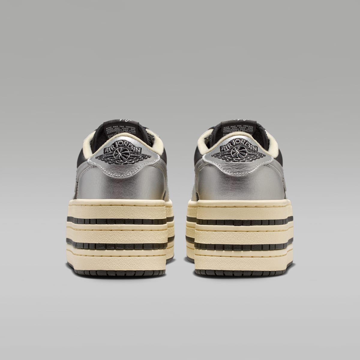 Air Jordan 1 Triple Stack Women's Shoes - Metallic Silver/Muslin/Black