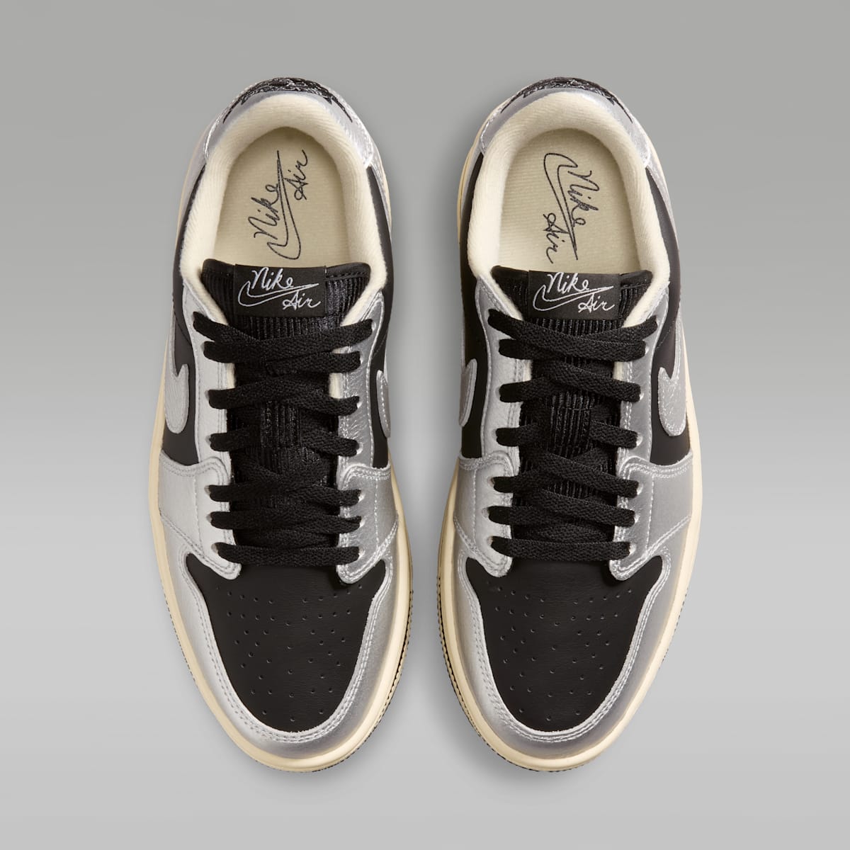 Air Jordan 1 Triple Stack Women's Shoes - Metallic Silver/Muslin/Black