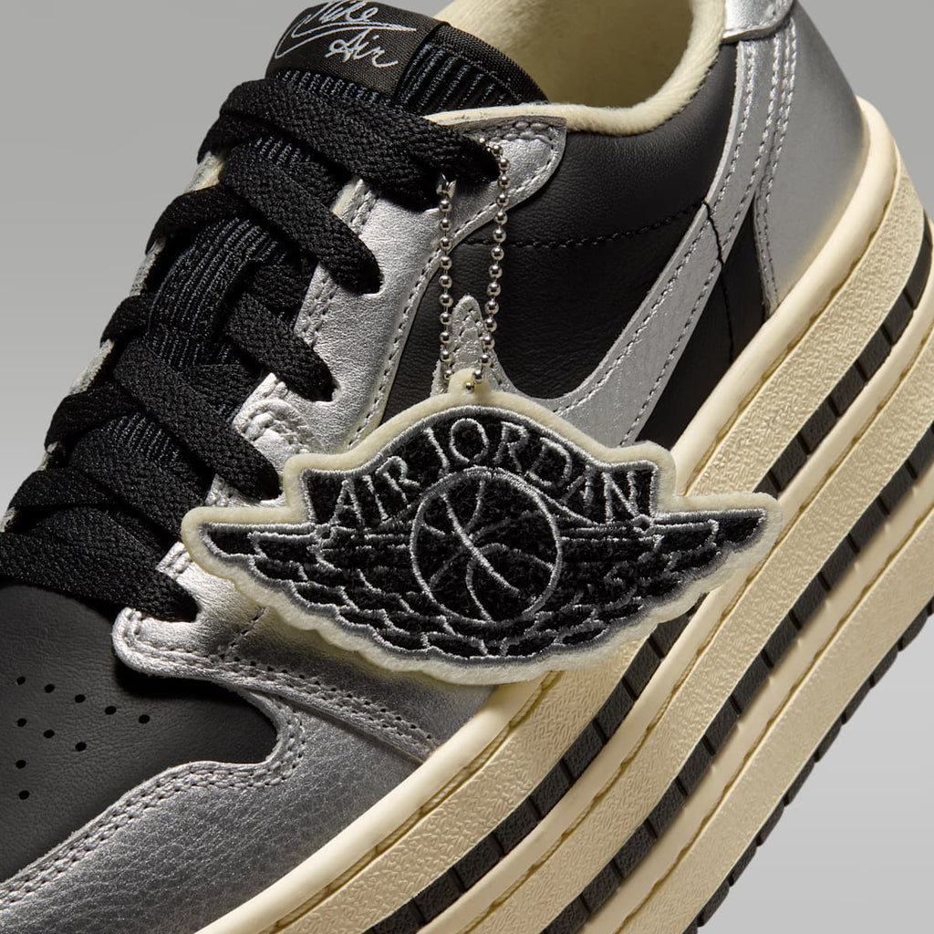 Air Jordan 1 Triple Stack Women's Shoes - Metallic Silver/Muslin/Black