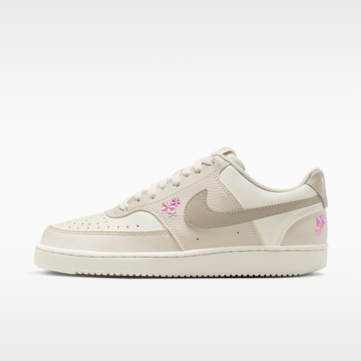 Nike Court Vision Low SE "Stitched Floral" Women's Shoes - Sail/Light Orewood Brown/Cream II