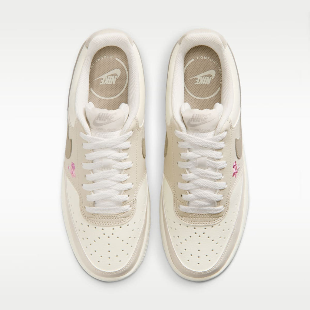 Nike Court Vision Low SE "Stitched Floral" Women's Shoes - Sail/Light Orewood Brown/Cream II