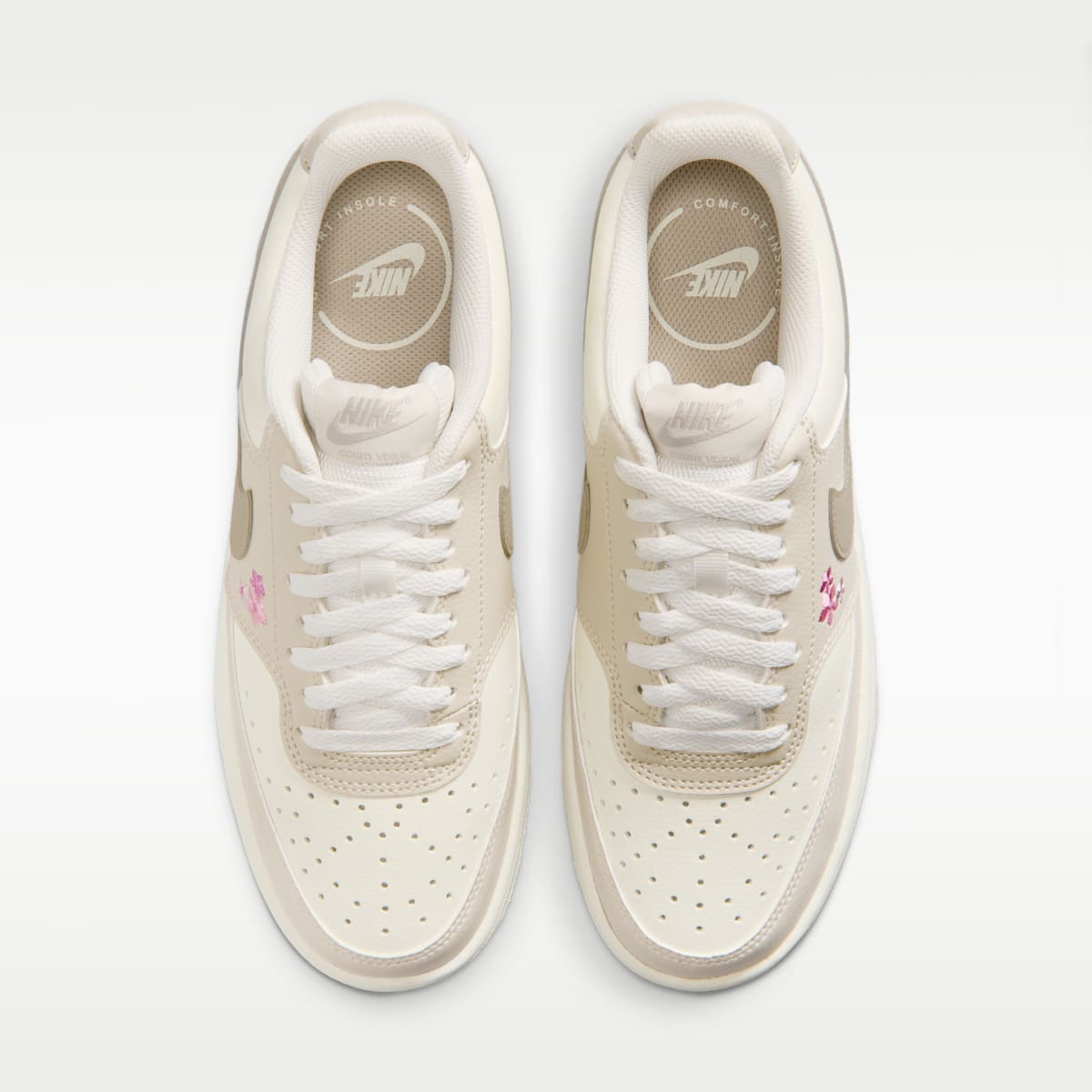 Nike Court Vision Low SE "Stitched Floral" Women's Shoes - Sail/Light Orewood Brown/Cream II