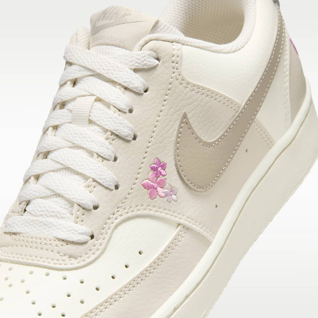 Nike Court Vision Low SE "Stitched Floral" Women's Shoes - Sail/Light Orewood Brown/Cream II