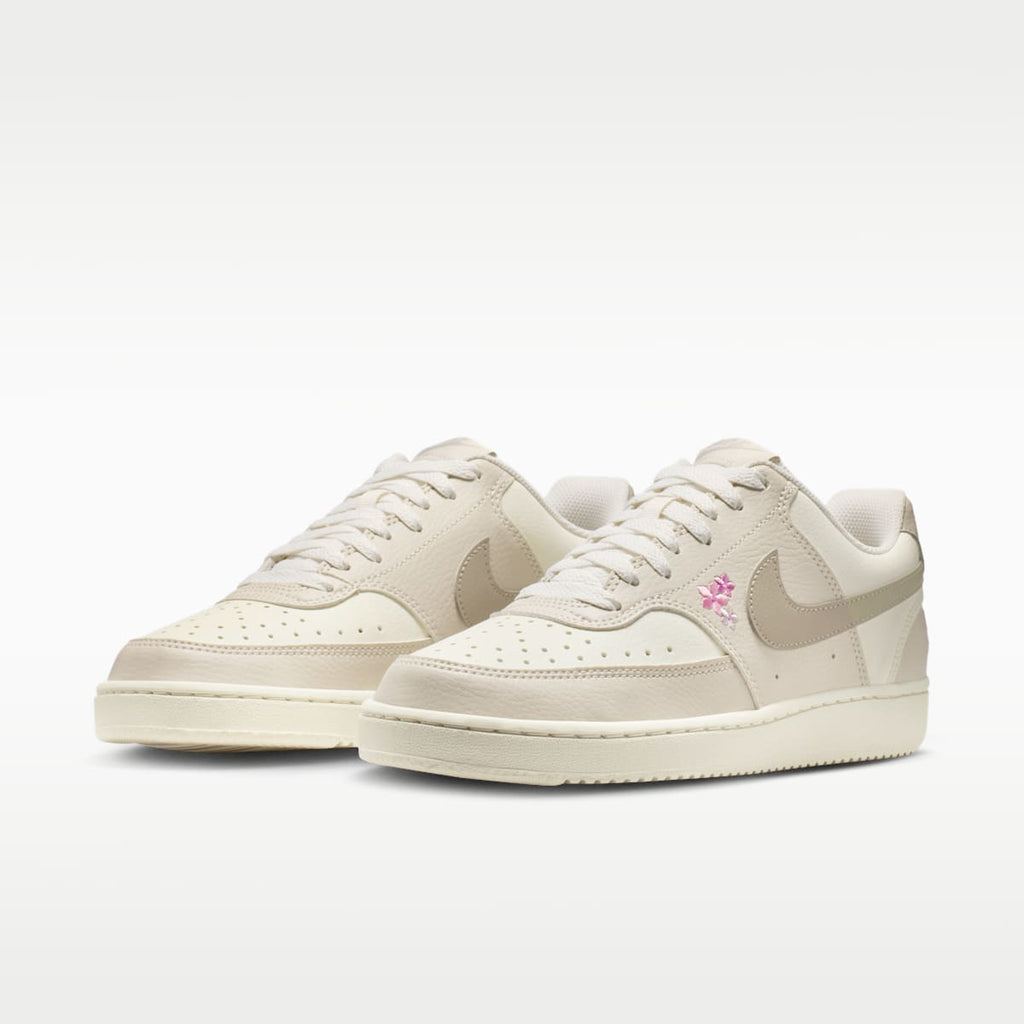 Nike Court Vision Low SE "Stitched Floral" Women's Shoes - Sail/Light Orewood Brown/Cream II