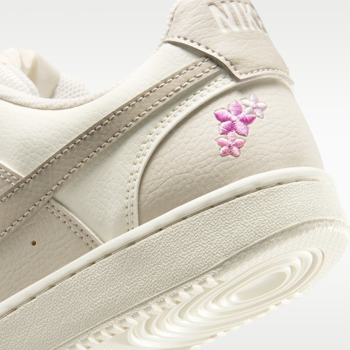 Nike Court Vision Low SE "Stitched Floral" Women's Shoes - Sail/Light Orewood Brown/Cream II