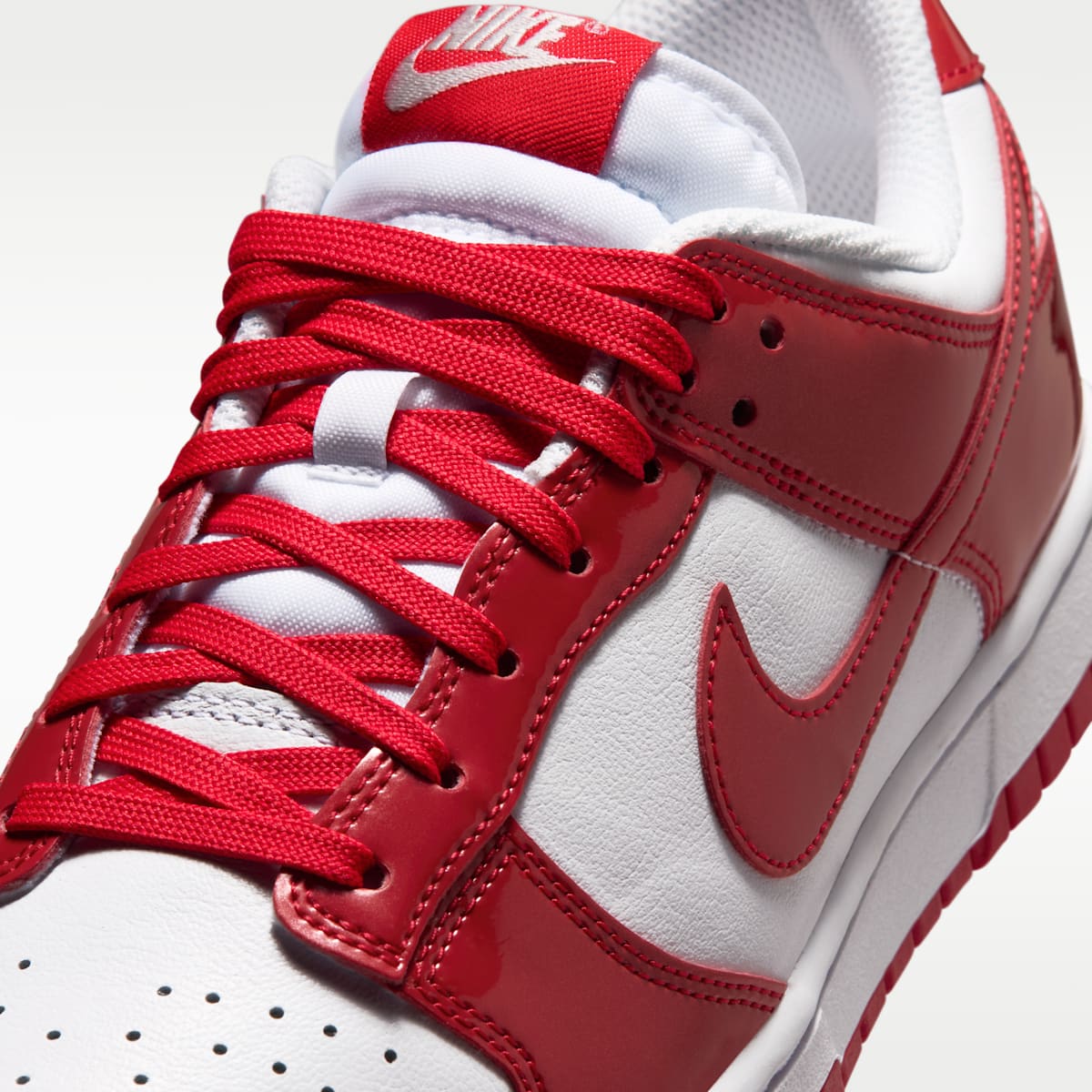 Nike Dunk Low SE "Gloss" Women's Shoes - White/White/Metallic Silver/University Red