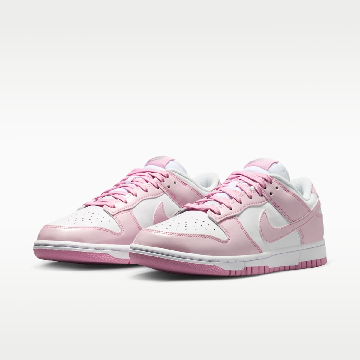 Nike Dunk Low SE "Gloss" Women's Shoes - White/White/Metallic Silver/Pink Rise