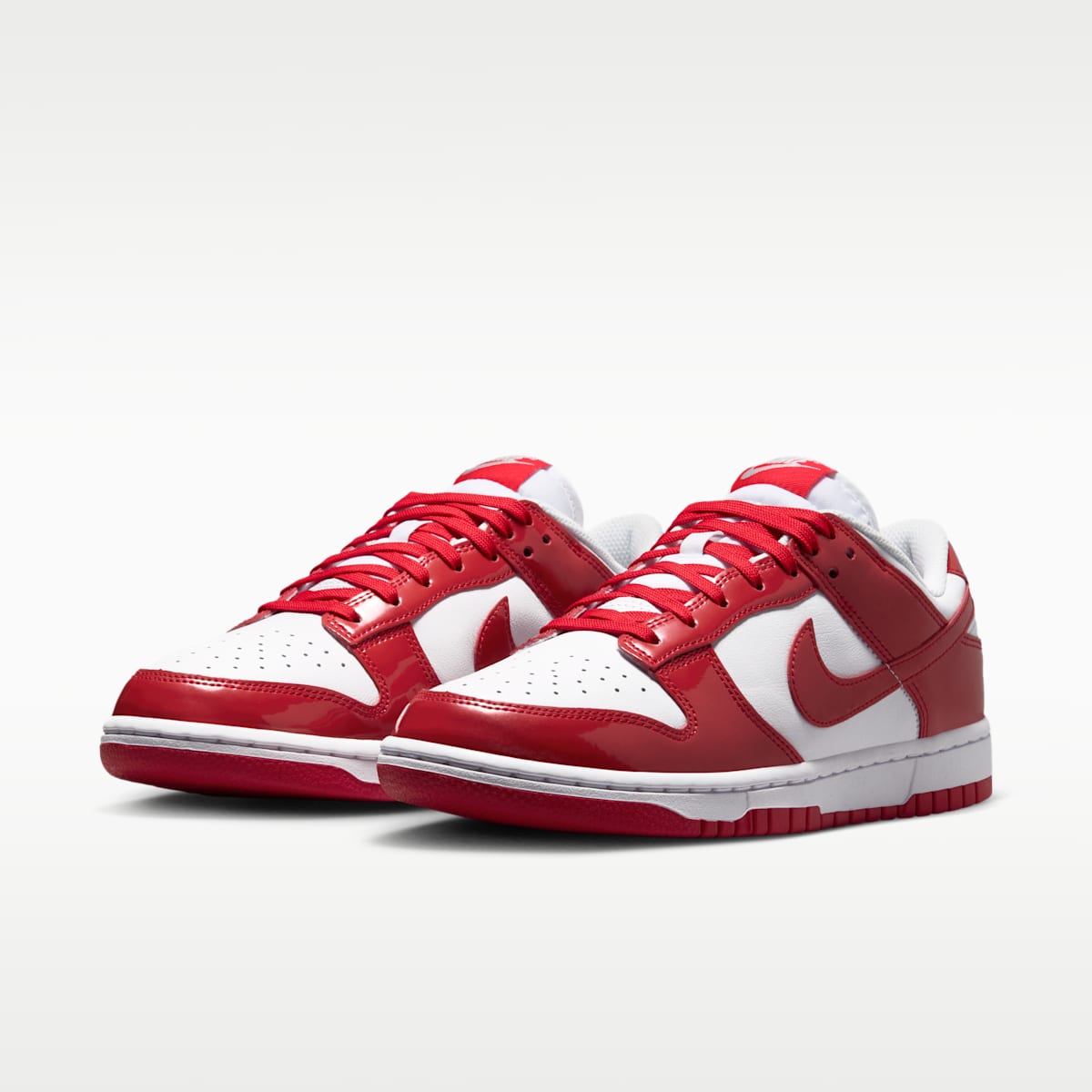 Nike Dunk Low SE "Gloss" Women's Shoes - White/White/Metallic Silver/University Red