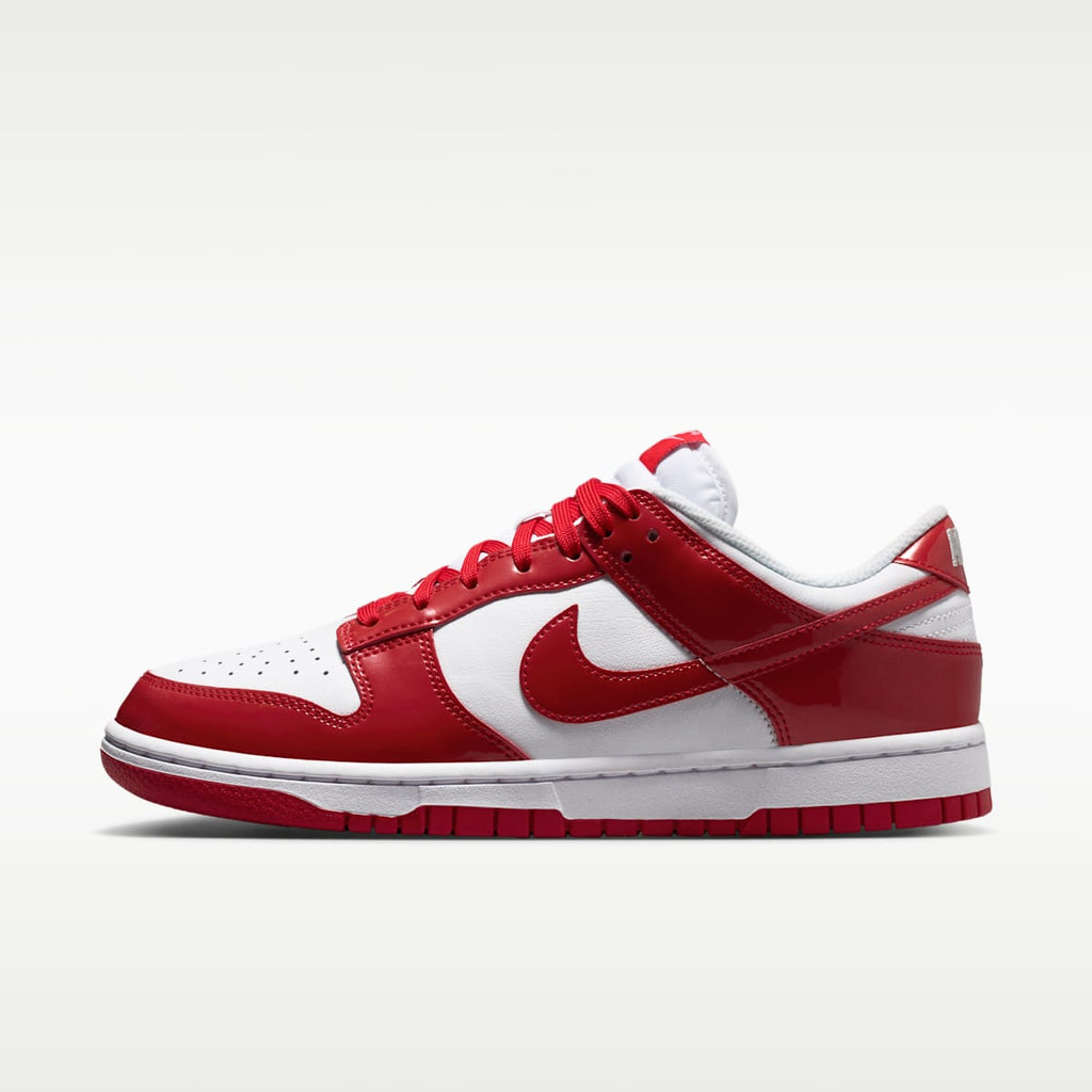 Nike Dunk Low SE "Gloss" Women's Shoes - White/White/Metallic Silver/University Red