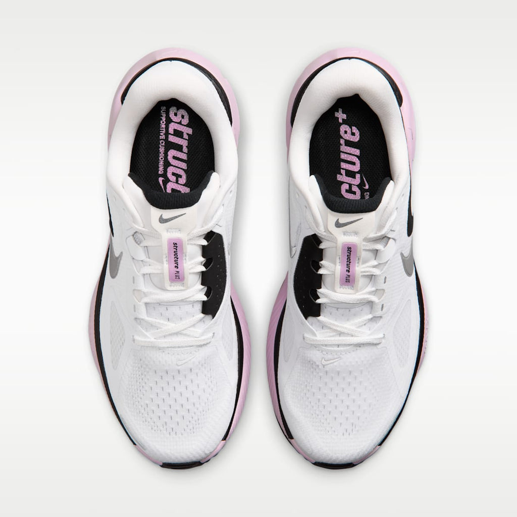 Nike Structure Plus Women's Road Running Shoes - White/Black/Bleached Lilac/Metallic Silver