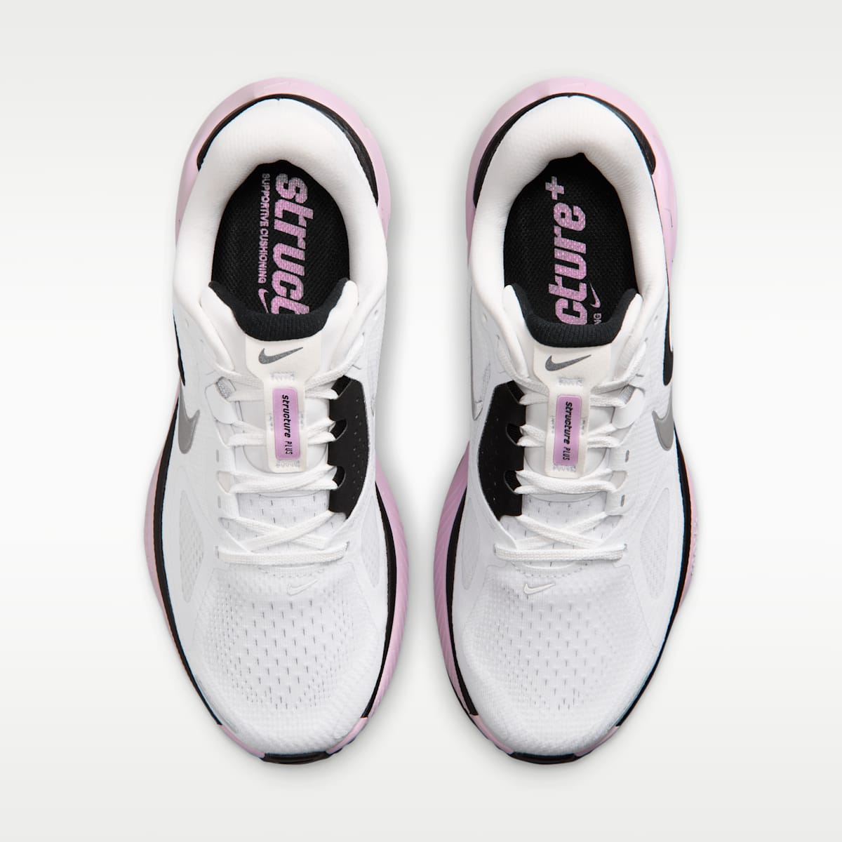 Nike Structure Plus Women's Road Running Shoes - White/Black/Bleached Lilac/Metallic Silver