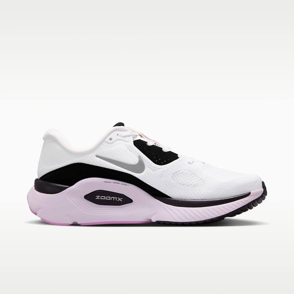 Nike Structure Plus Women's Road Running Shoes - White/Black/Bleached Lilac/Metallic Silver