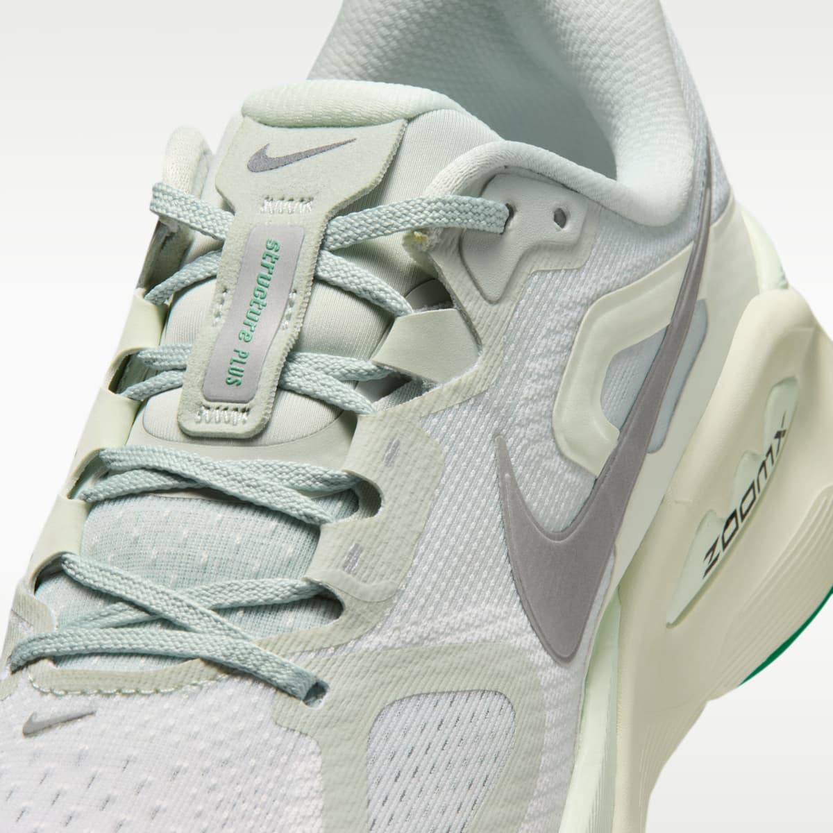 Nike Structure Plus Women's Road Running Shoes - Light Silver/Coconut Milk/Barely Green/Metallic Silver