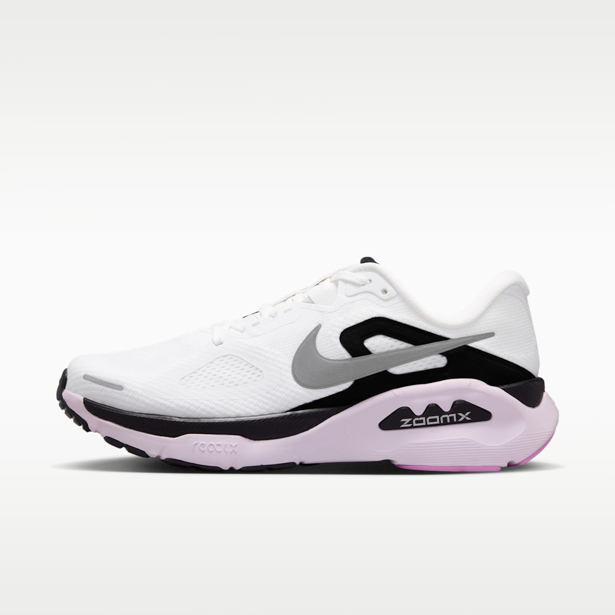 Nike Structure Plus Women's Road Running Shoes - White/Black/Bleached Lilac/Metallic Silver