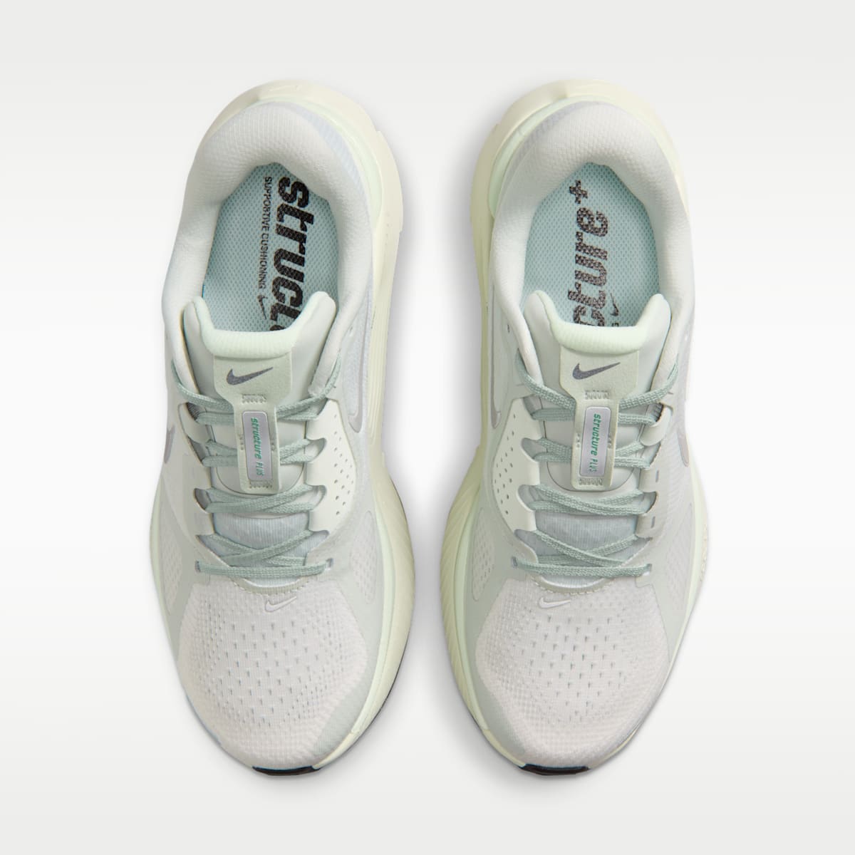 Nike Structure Plus Women's Road Running Shoes - Light Silver/Coconut Milk/Barely Green/Metallic Silver