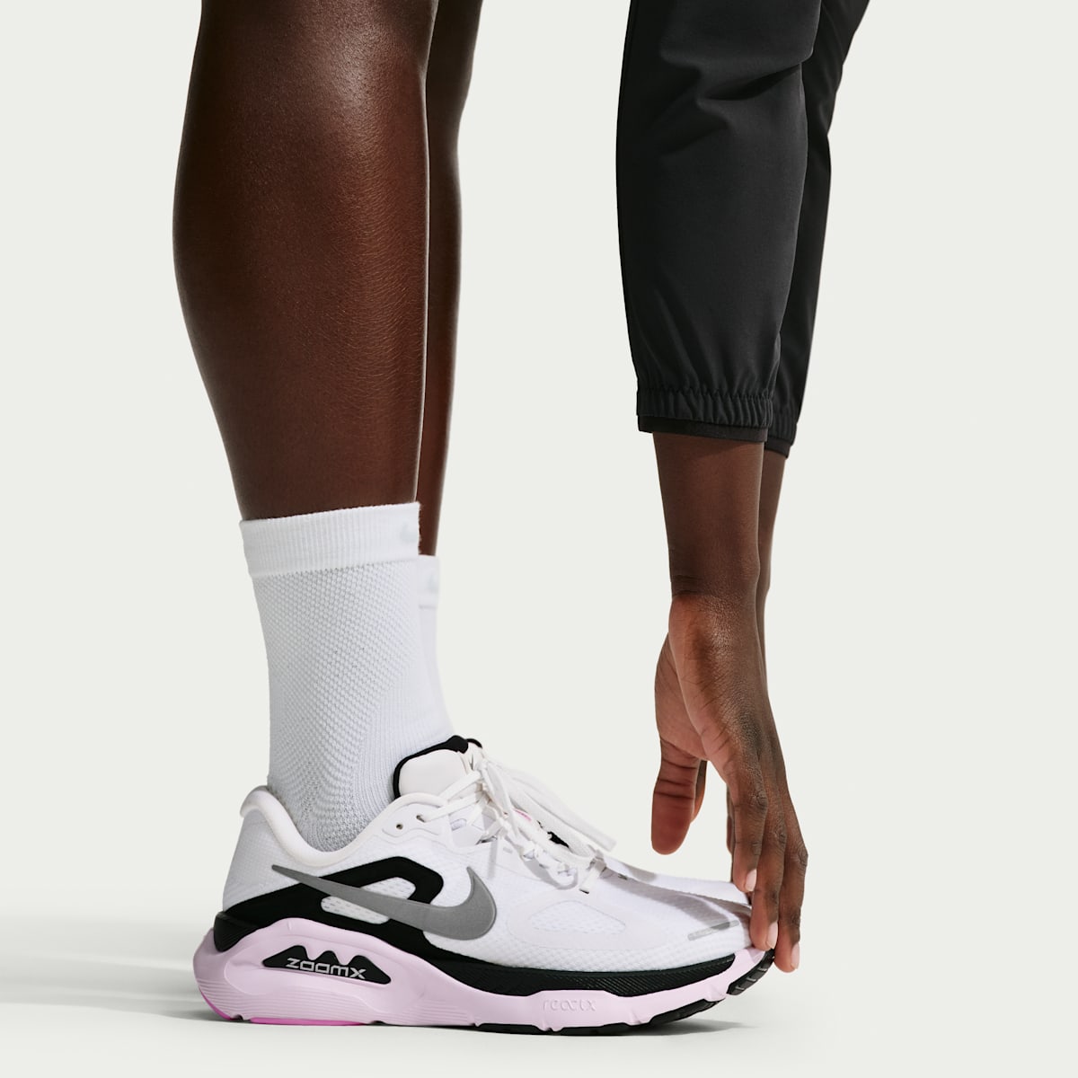 Nike Structure Plus Women's Road Running Shoes - White/Black/Bleached Lilac/Metallic Silver