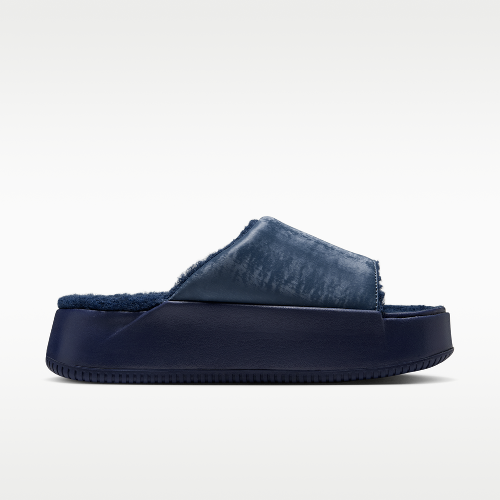 Nike Calm Elevation SE Faux Fur Women's Slides - New Slate/Blue Eclipse/New Slate