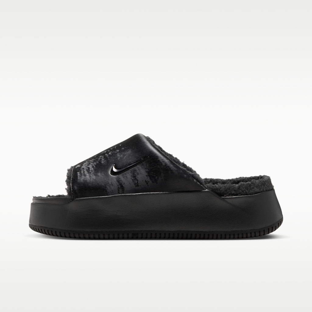 Nike Calm Elevation SE Faux Fur Women's Slides - Black/Black