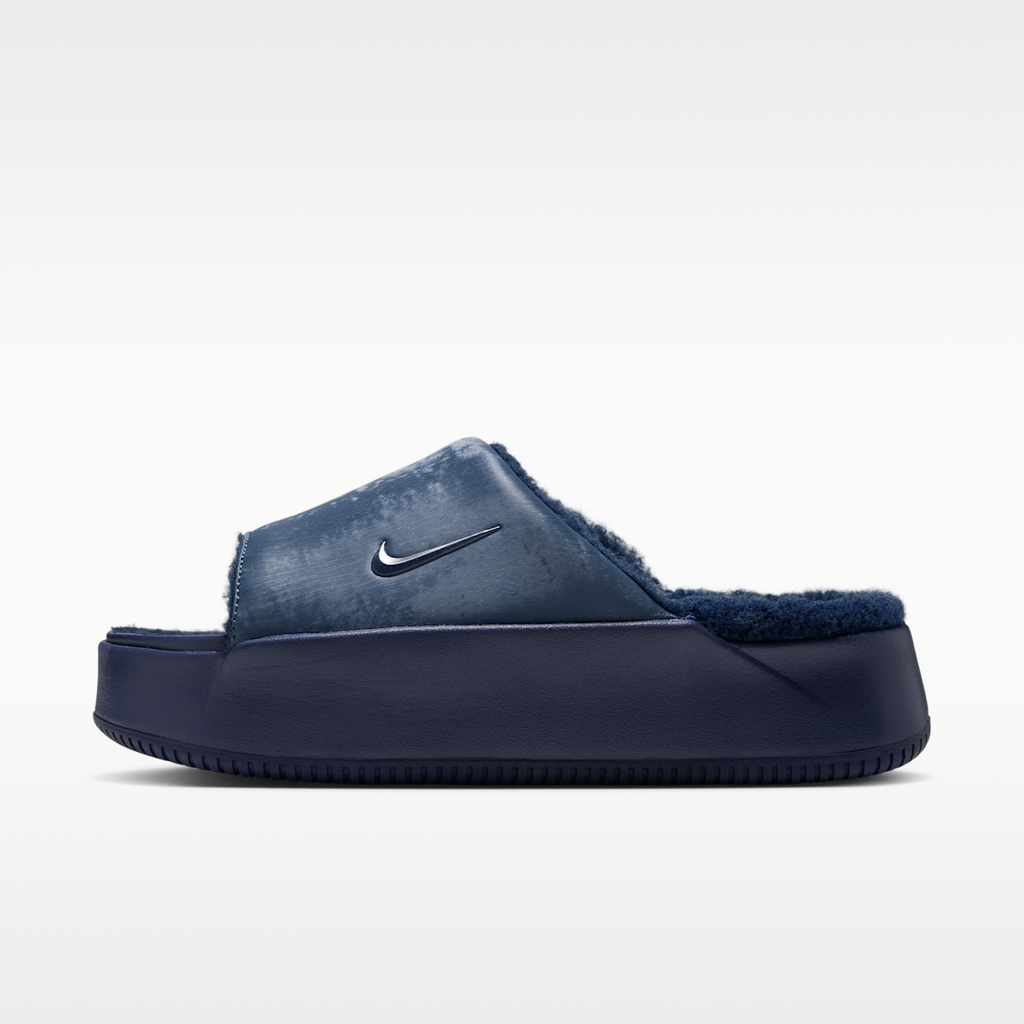 Nike Calm Elevation SE Faux Fur Women's Slides - New Slate/Blue Eclipse/New Slate