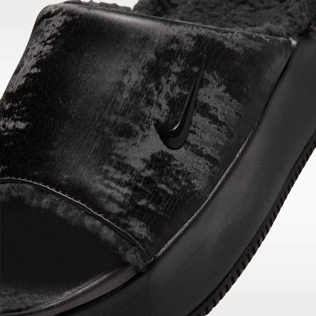 Nike Calm Elevation SE Faux Fur Women's Slides - Black/Black