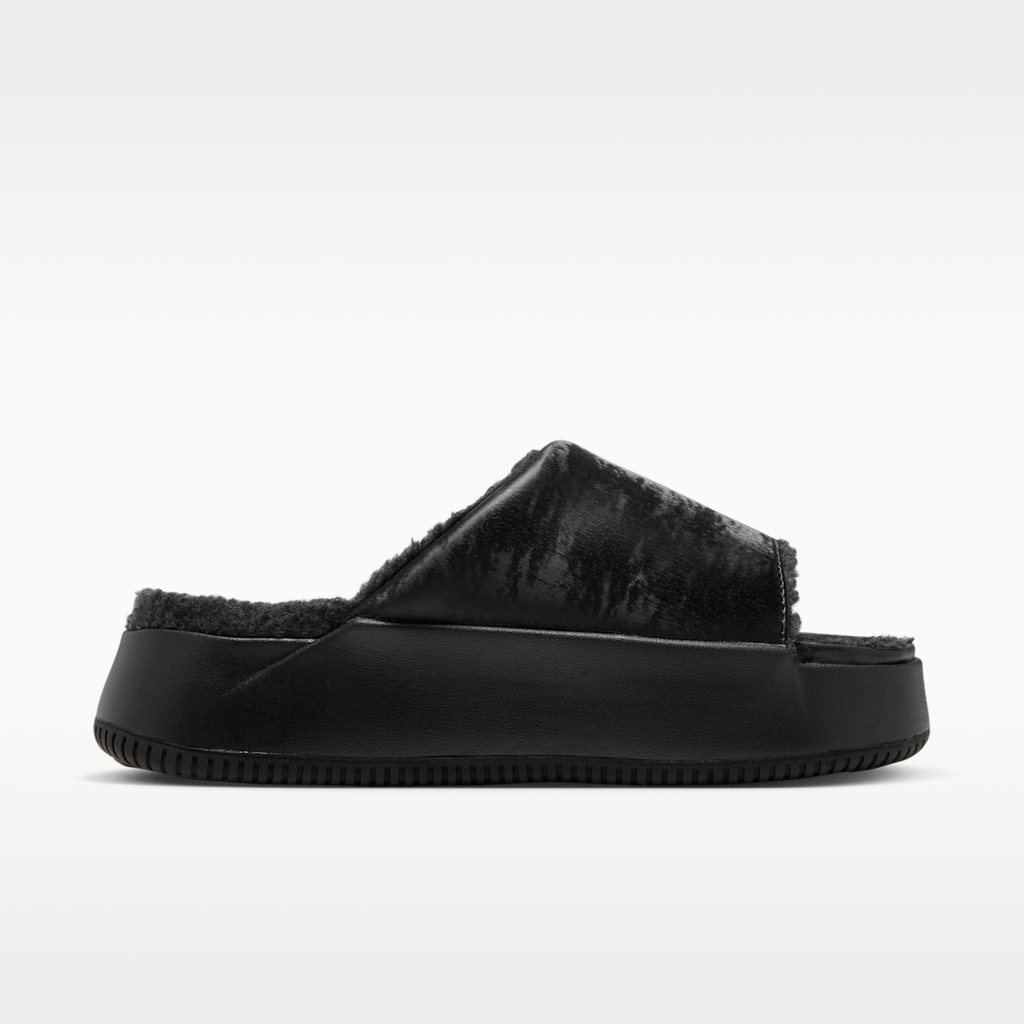 Nike Calm Elevation SE Faux Fur Women's Slides - Black/Black